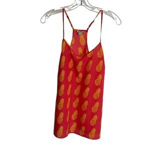 J Crew Womens 8 Pineapple Printed Tank Top Novelty Fun Bright Pink Orange Resort